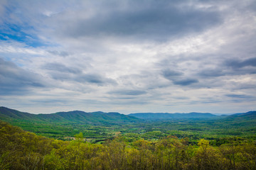 Fototapeta na wymiar View of the Blue Ridge Mountains from the Blue Ridge Parkway in Virginia.