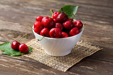 bowl with red cherries