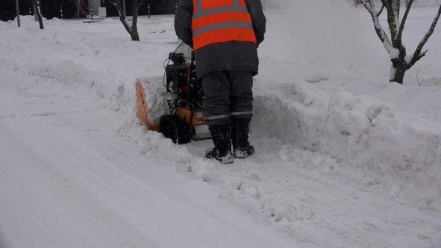 Snow removal snowplow. 4K.