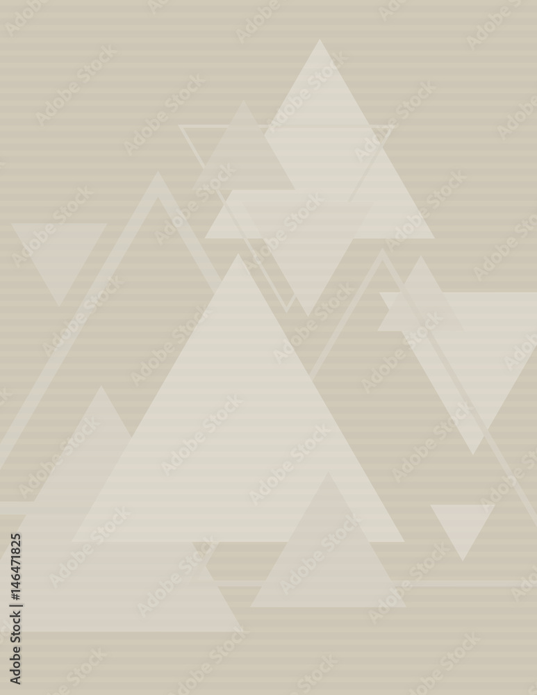 Poster Abstract paper background with transparent triangles textured by strips. Vector graphic pattern