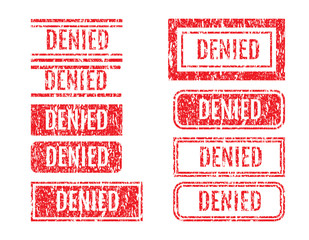 Denied Word Rubber Stamps Grunge Style Set