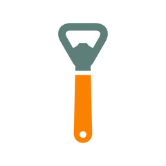 Icono plano abrebotellas naranja y gris en fondo blanco