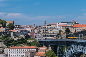 Fototapeta na wymiar Iconic Dom Luis I bridge (1886), Douro River, Porto, Portugal. 