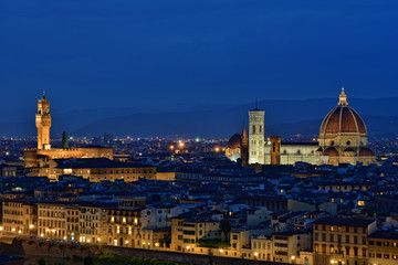 Fototapeta na wymiar Blick auf Florenz mit Dom und Palazzo Vecchio