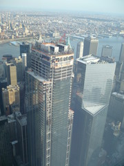 View at New York Downtown skyscrapers from One World Trade Center