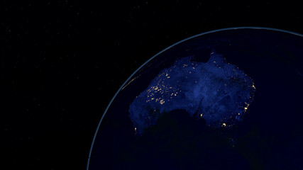 Extremely detailed and realistic high resolution image of Australia at night. Shot from space....