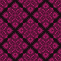 Seamless black and magenta pink diagonal vintage indian traditional textile pattern vector