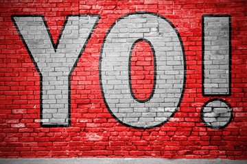 Yo! Ziegelsteinmauer Graffiti