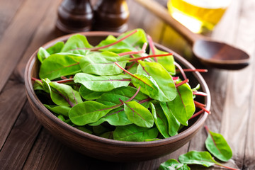 Fresh mangold leaves, swiss chard or leaf beet