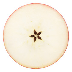 the cut apple in half, in the middle a seed, separately on a white background, clipping path