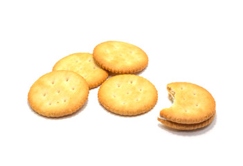 Cracker cookies cream on white background.