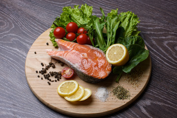 Slice of raw salmon