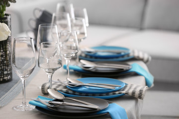 Beautiful festive table setting, closeup