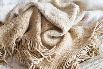 Soft Neutral Fabric Blanket Pile Background
