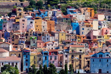 colorful view at village Bosa in Sardinia