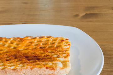 Closeup of Turkish toast, toasted sandwich with cheddar cheese