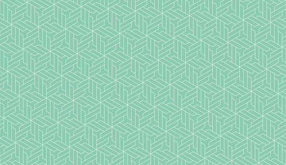 Seamless turquoise isometric vintage revolving polygons outline pattern vector