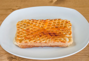 Closeup of Turkish toast, toasted sandwich with cheddar cheese