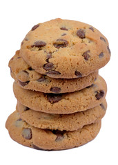 Pile of cookies on white background