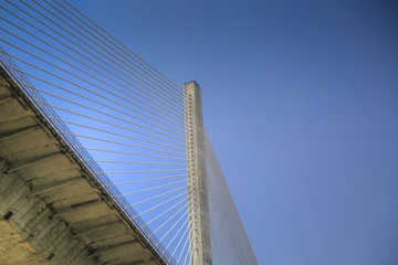 Fototapeta na wymiar Cable Bridge Against Blue Sky