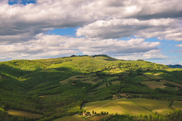 View of the countryside near the famous town of Radda in Chianti, Tuscany, Italy