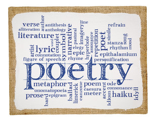 poetry word cloud on art canvas