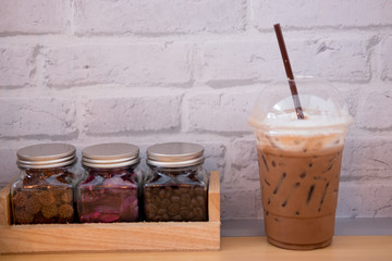 Ice chocolate in the cafe