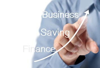 inancial symbols coming from hand