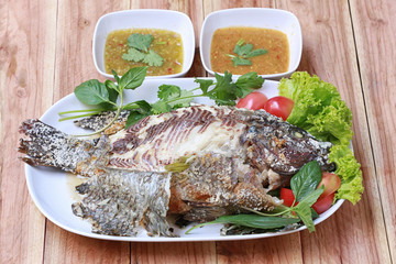 Grilled Tilapia Fish with Salt.