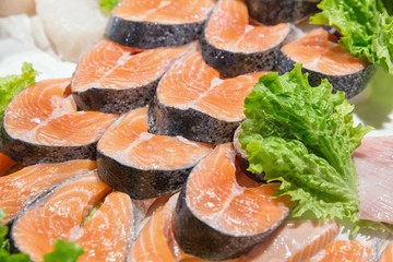 Close up of fish on display in a fish market