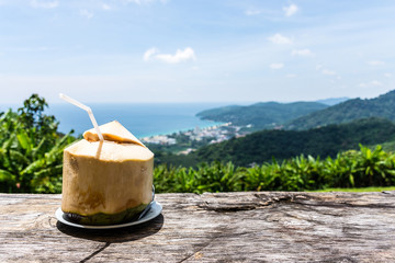 It's time for relax with fresh coconut in a peaceful place