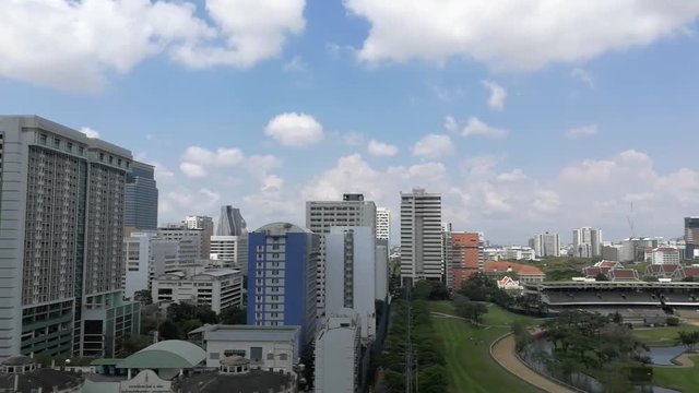 Modern city in a green environment, Suan Lum, Bangkok, Thailand 