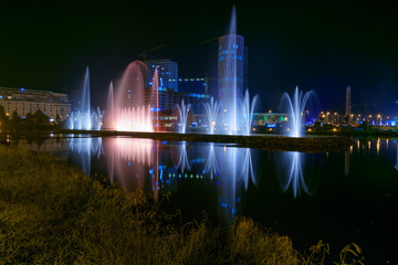 Dancing Fountains on Ardagani Lake. Batumi. Georgia