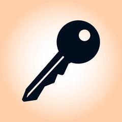 Key icon. Lock symbol. Security sign. Flat design style.