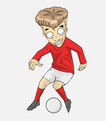 soccer player action kick the ball.  cartoon vector and illustration