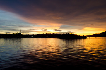 Fototapeta na wymiar Twilight and Sunset at Lipe island, Satun, Thailand.