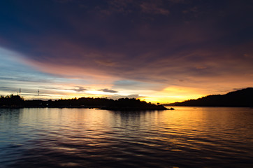 Twilight and Sunset at Lipe island, Satun, Thailand.