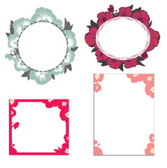 Set of frames from flowers on a white background