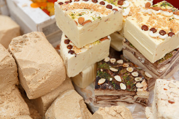 Turkish traditional dessert baklava in a tray.