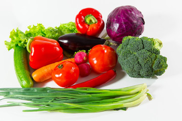 Fresh vegetables isolated on a white background.