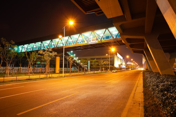 Obraz na płótnie Canvas City road surface floor with viaduct bridge
