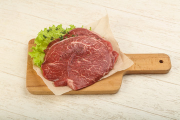 Raw beef schnitzel