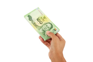 Hand giving money.