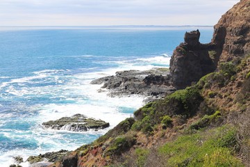 Colorful coastline of Cape Schank on the Mornington Peninsula, Australia