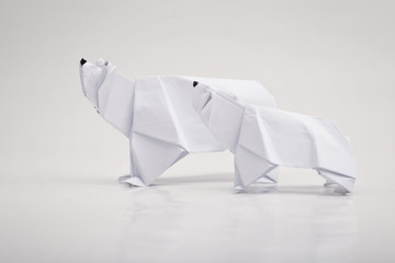Polar bear origami with white background