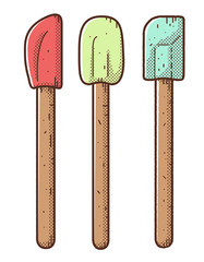 Spatula illustration, drawing, halftone, retro, cartoon, vector