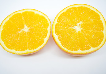sliced orange on isolated background