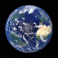 3d render, Earth from space showing Africa, Europe, South America and North America