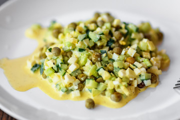 Traditional russian mayonnaise salad