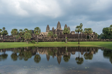Fototapeta na wymiar Angkor Wat temple seen across the lake